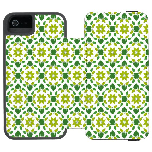 葉の模様、葉っぱの模様、緑の葉 INCIPIO iPhoneウォレットケース (フォリオ Open)