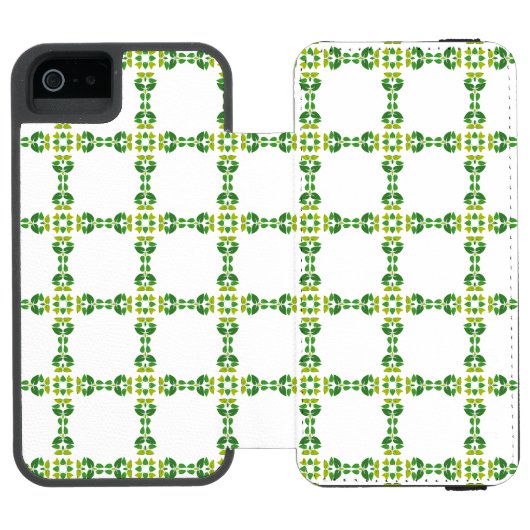 葉の模様、葉っぱの模様、緑の葉 INCIPIO iPhoneウォレットケース (フォリオ Open)