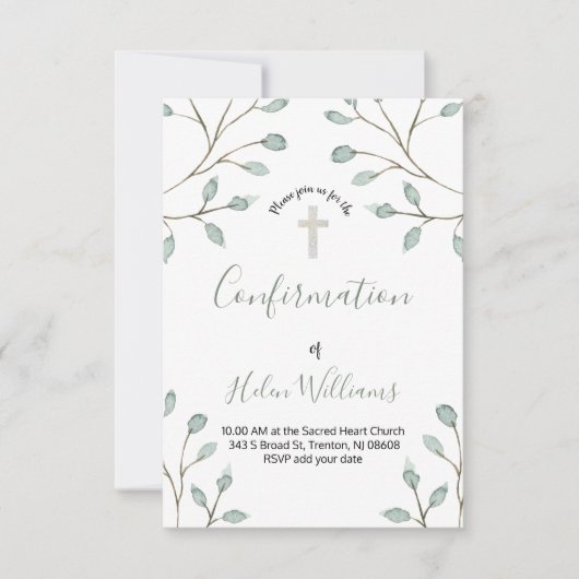 葉の水の色の色補正の確認 招待状 (正面)