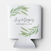 葉の水彩グリーンウェディングギフト 缶クーラー (裏面)