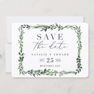 葉の水彩写真 Save the Date セーブザデート