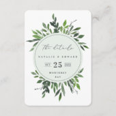 葉の水彩幾何模様の詳細カード エンクロージャーカード (正面)