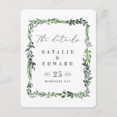 葉の水彩画の装飾が施された詳細カード エンクロージャーカード (正面)