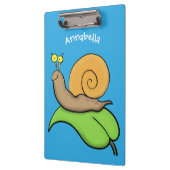 葉の漫画の上の可愛い、幸せなカタツムリイラストレーション クリップボード (左)