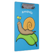 葉の漫画の上の可愛い、幸せなカタツムリイラストレーション クリップボード (右)