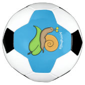 葉の漫画の上の可愛い、幸せなカタツムリイラストレーション サッカーボール (回転)