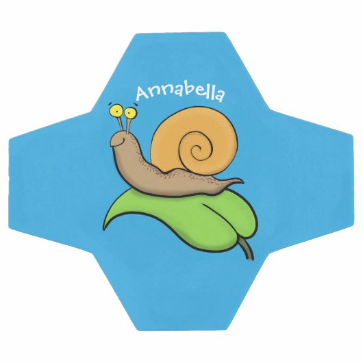 葉の漫画の上の可愛い、幸せなカタツムリイラストレーション サッカーボール (フラット)