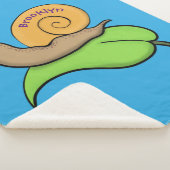 葉の漫画の上の可愛い、幸せなカタツムリイラストレーション シェルパブランケット (3/4)