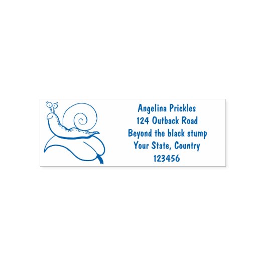 葉の漫画の上の可愛い、幸せなカタツムリイラストレーション セルフインキングスタンプ (デザイン)