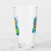 葉の漫画の上の可愛い、幸せなカタツムリイラストレーション タンブラーグラス (左)