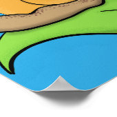 葉の漫画の上の可愛い、幸せなカタツムリイラストレーション ポスター (角)