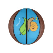 葉の漫画の上の可愛い、幸せなカタツムリイラストレーション ミニバスケットボール (縦)