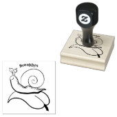 葉の漫画の上の可愛い、幸せなカタツムリイラストレーション ラバースタンプ (押印)