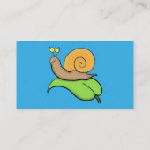 葉の漫画の上の可愛い、幸せなカタツムリイラストレーション 名刺 (裏面)