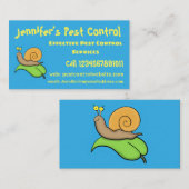 葉の漫画の上の可愛い、幸せなカタツムリイラストレーション 名刺 (正面/裏面)