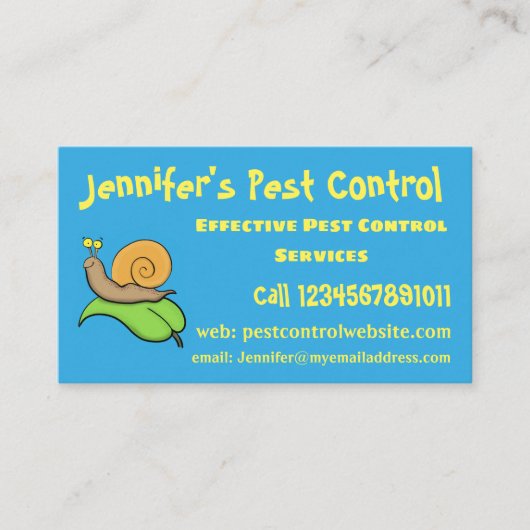 葉の漫画の上の可愛い、幸せなカタツムリイラストレーション 名刺 (正面)