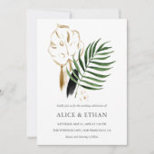 葉の熱帯緑結婚病 招待状 (正面)