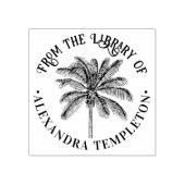 葉の生い茂るココナッツ パーム ツリー ライブラリー 本の名前 ラバースタンプ (インプリント)
