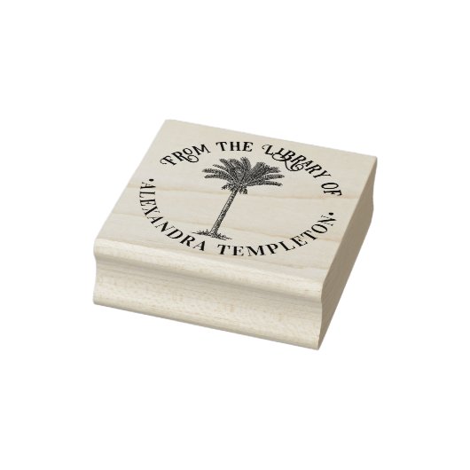 葉の生い茂るデートパームツリー図書館の本の名前 ラバースタンプ (スタンプ)