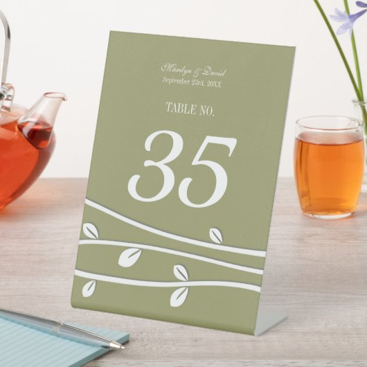 葉の白い枝 台座サイン (インサイチュ)