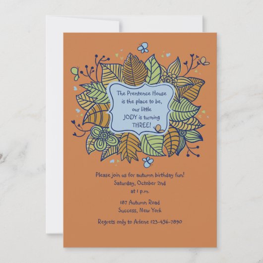 葉の秋の招待状の前 招待状 (正面)