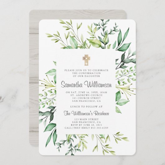 葉の素朴交差確認招待状 招待状 (正面/裏面)