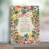 葉の素朴小さな野生の花の赤ちゃん女の子シャワー 招待状