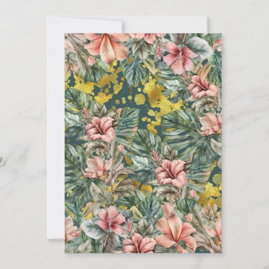 葉の素朴小さな野生の花の赤ちゃん女の子シャワー 招待状 (裏面)