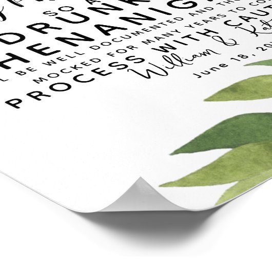 葉の緑のオープンバー結婚の徴候 ポスター (角)