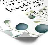 葉の緑のハートゲストブック結婚ユーカリ ポスター (角)