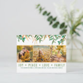 葉の緑の喜びの平和愛家族写真のコラージュ シーズンポストカード (スタンド正面)