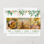 葉の緑の喜びの平和愛家族写真のコラージュ シーズンポストカード (正面/裏面)