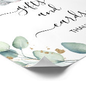 葉の緑の金ゴールド象の赤ちゃんシャワーのサイン ポスター (角)