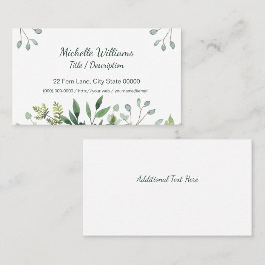 葉の緑葉の水色 名刺 (正面/裏面)