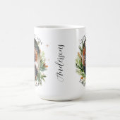 葉の緑離れの家族の写真メリークリスマス コーヒーマグカップ (中央)