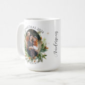 葉の緑離れの家族の写真メリークリスマス コーヒーマグカップ (正面左)