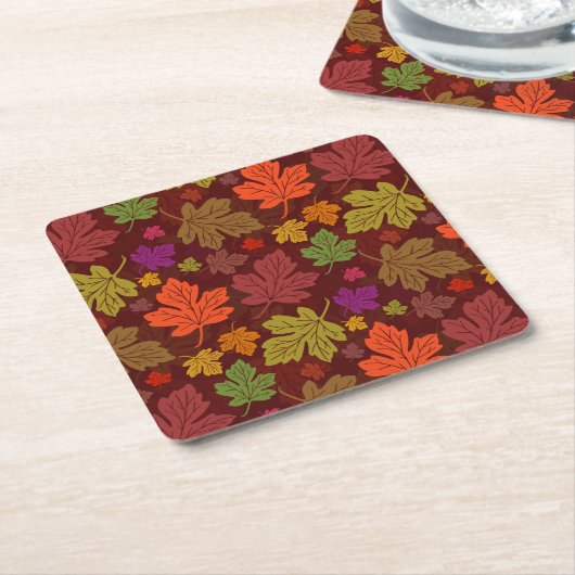 葉の群葉の秋の感謝祭のパーティー スクエアペーパーコースター (アングル)