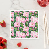 葉の背景に咲くピンクの芍薬の花 スタンダードランチョンナプキン (インサイチュ)