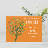 葉の自然の夏のピクニック昼食のパーティーが付いている木 招待状 (スタンド正面)