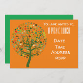 葉の自然の夏のピクニック昼食のパーティーが付いている木 招待状 (正面/裏面)