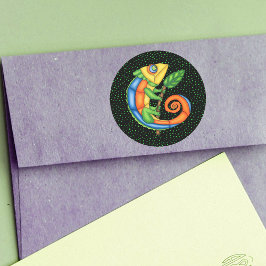 葉の色の点を持つ漫画鮮やかのトカゲ ラウンドシール