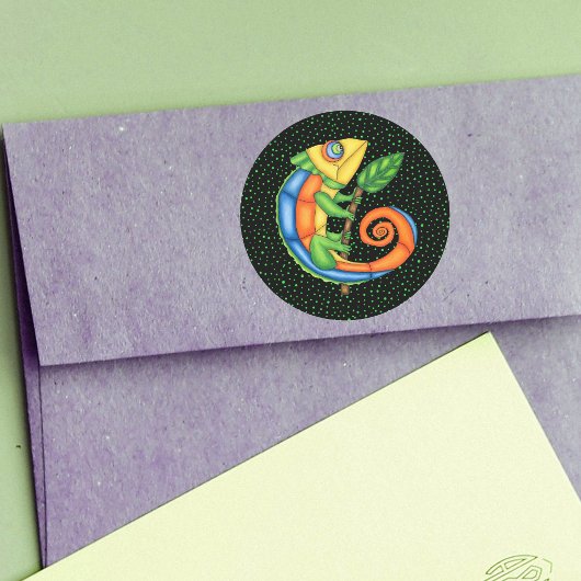 葉の色の点を持つ漫画鮮やかのトカゲ ラウンドシール