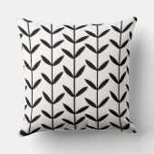 葉の茎 – 白に黒 クッション (裏面)