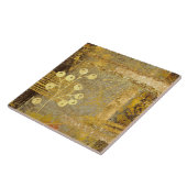 葉の茶色の動揺してグリッター抽象芸術金ゴールド タイル (側面)