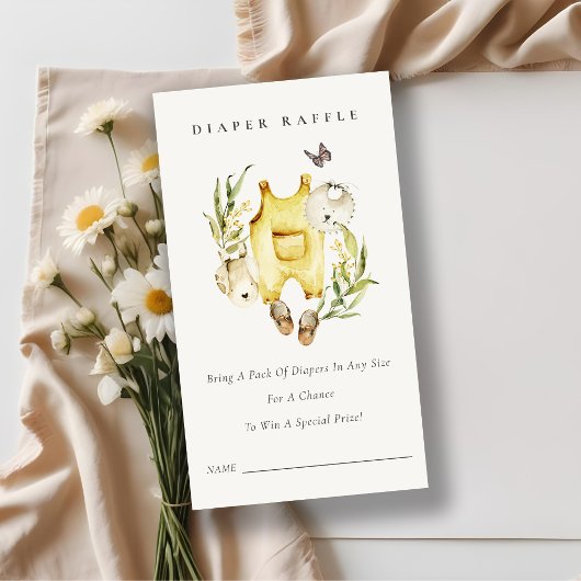 葉の葉おむつラッフル赤ちゃんシャワー エンクロージャーカード