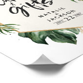 葉の葉が葉を持つカードと結婚贈り物 ポスター (角)