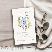 葉の葉の男の子の服おむつラッフルベビーシャワー エンクロージャーカード