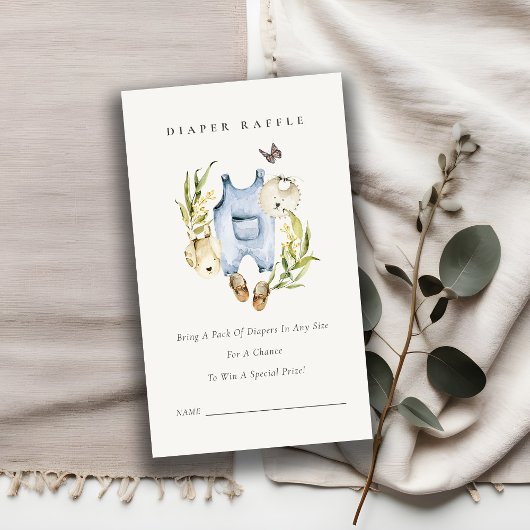 葉の葉の男の子の服おむつラッフルベビーシャワー エンクロージャーカード