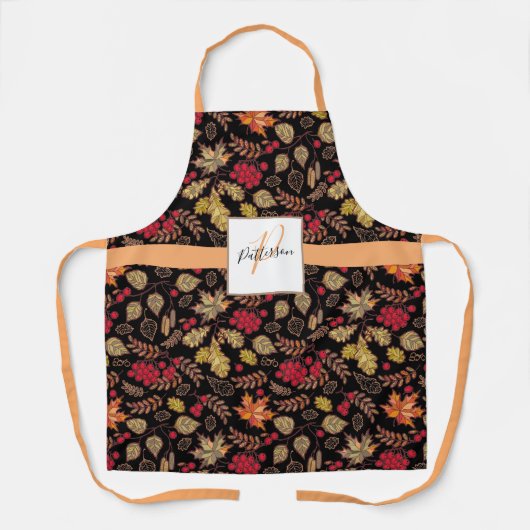 葉の葉(苗字あり) エプロン (正面)