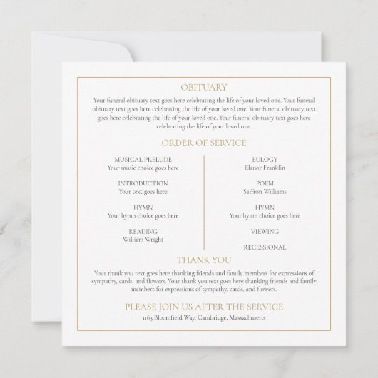 葉の葬儀追悼会式次第プログラム (裏面)